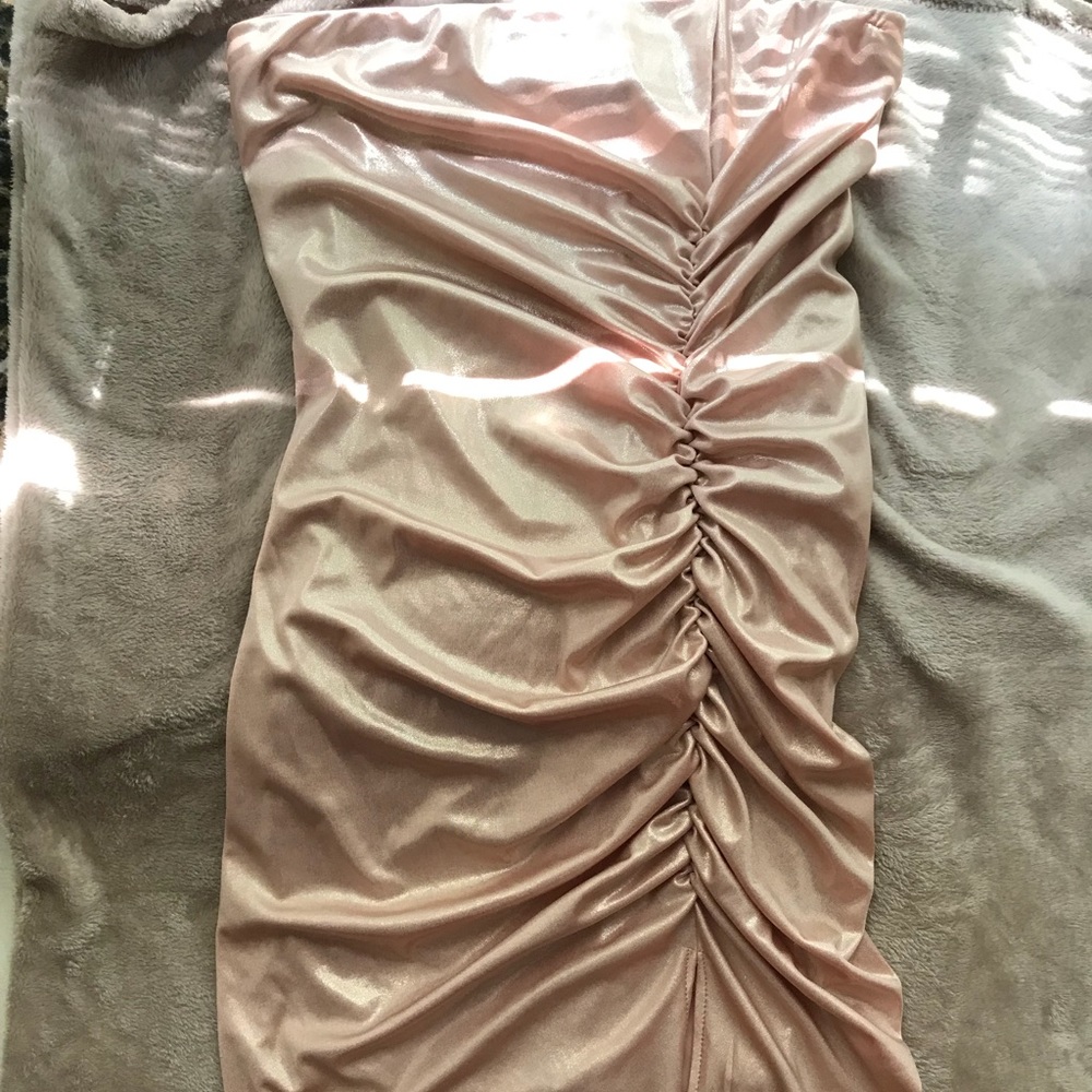Rose Gold Metallic Tube Top Dress